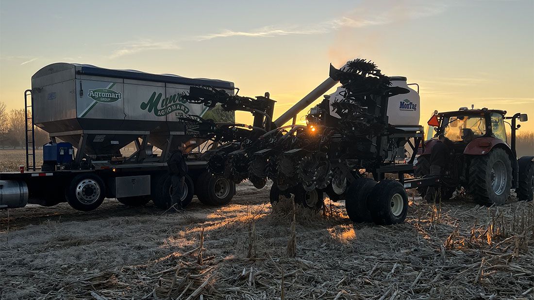 Munro Agromart equipment and sunset